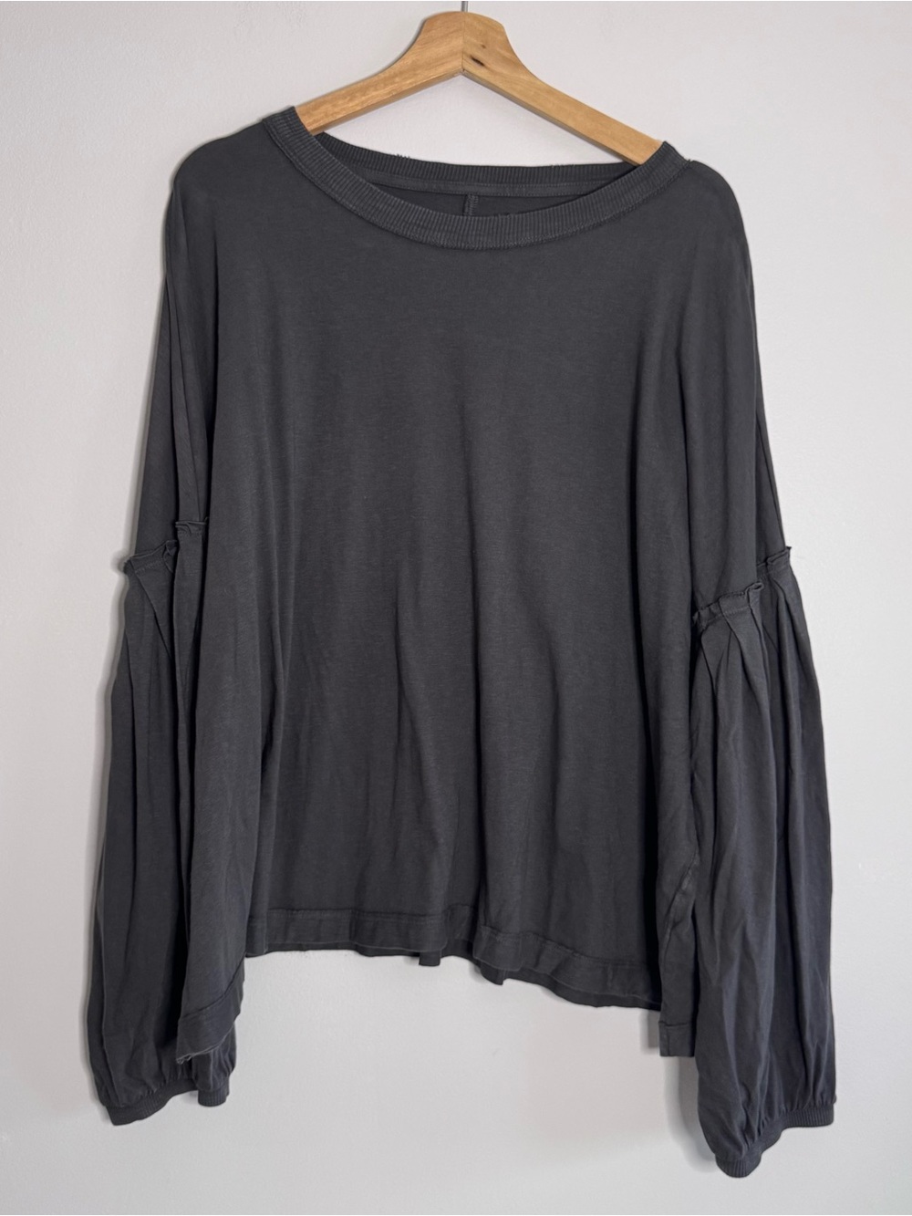 Aerie Charcoal Grey Oversized Balloon Sleeve Long Sleeve Top XXL